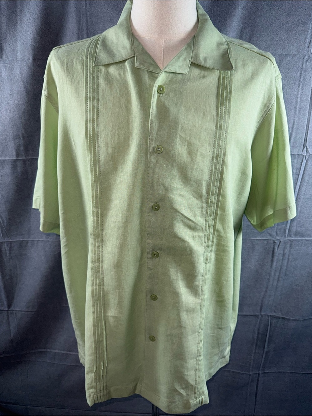 2970-Haggar Light Green Short-Sleeve Button-Down Shirt